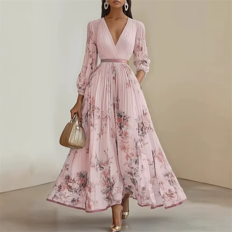 Women's Floral Pleated Maxi Dress - Heston Manor