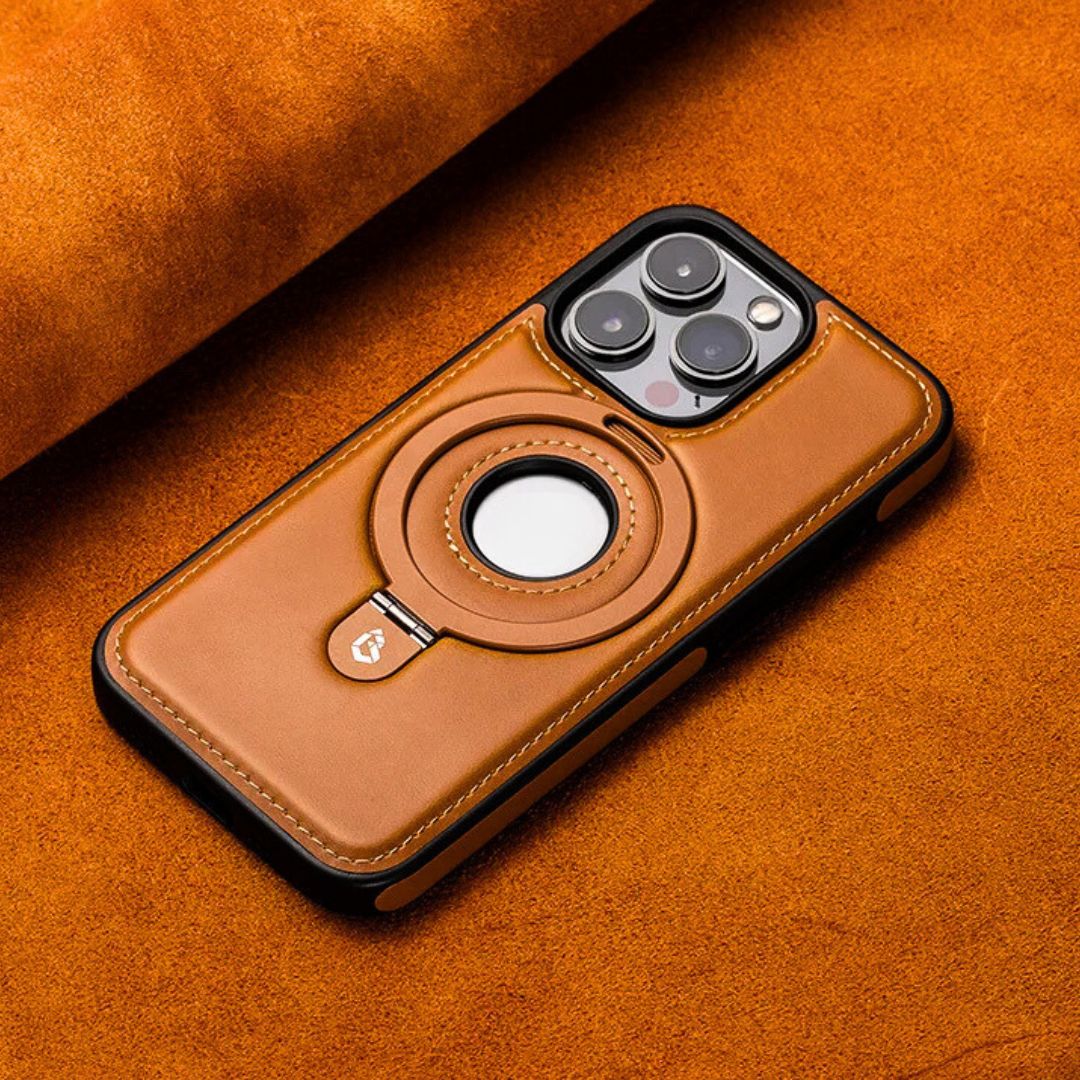 Magnetic Leather Phone Case with Ring Stand - Heston Manor