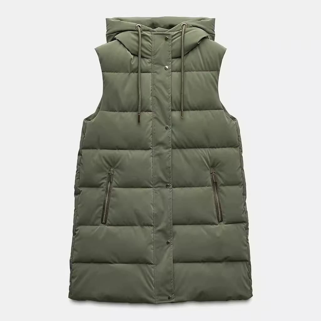 Women’s Long Quilted Hooded Vest