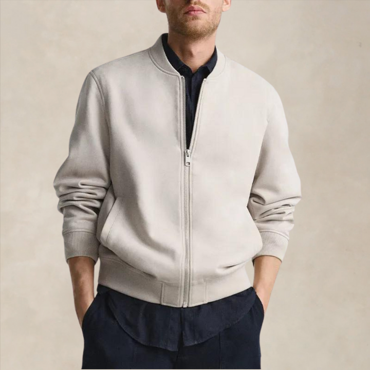 Men’s Suede-Look Zip Bomber Jacket