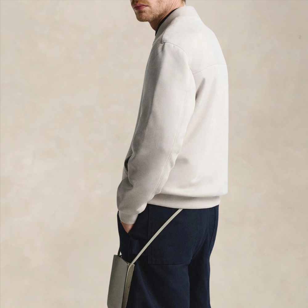 Men’s Suede-Look Zip Bomber Jacket
