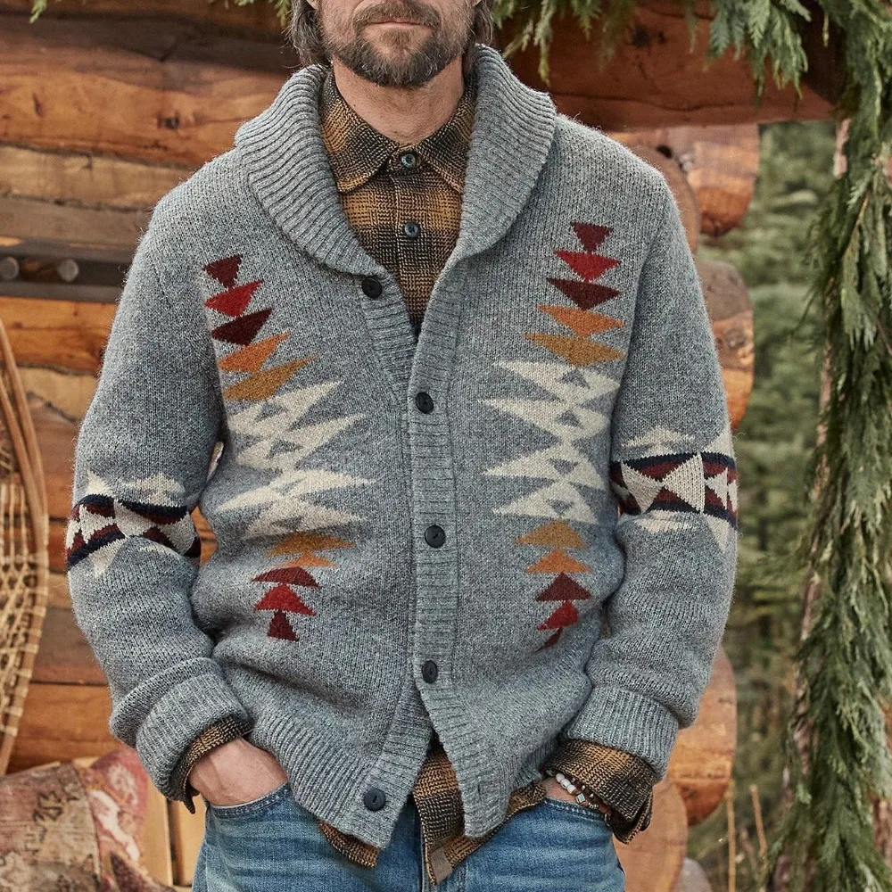 Men’s Southwestern Shawl Collar Cardigan - Heston Manor
