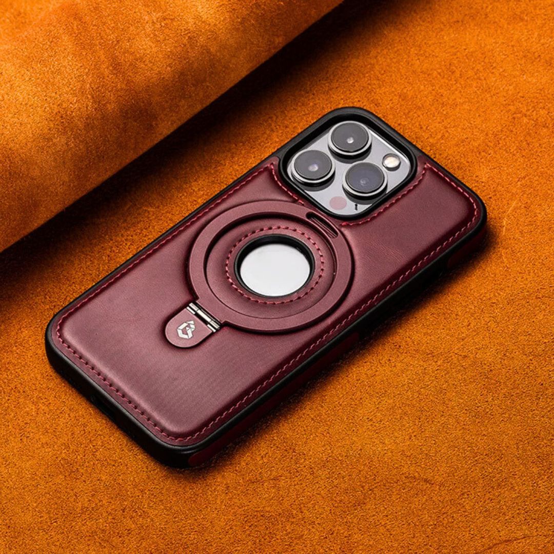 Magnetic Leather Phone Case with Ring Stand - Heston Manor