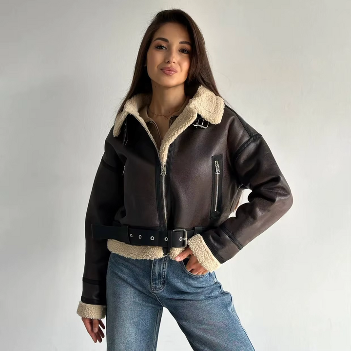 Women’s Shearling-Lined Aviator Jacket