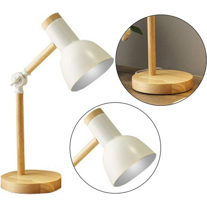 Nordic Wooden Table Lamp with Adjustable Arm – Modern Desk & Bedside Lighting