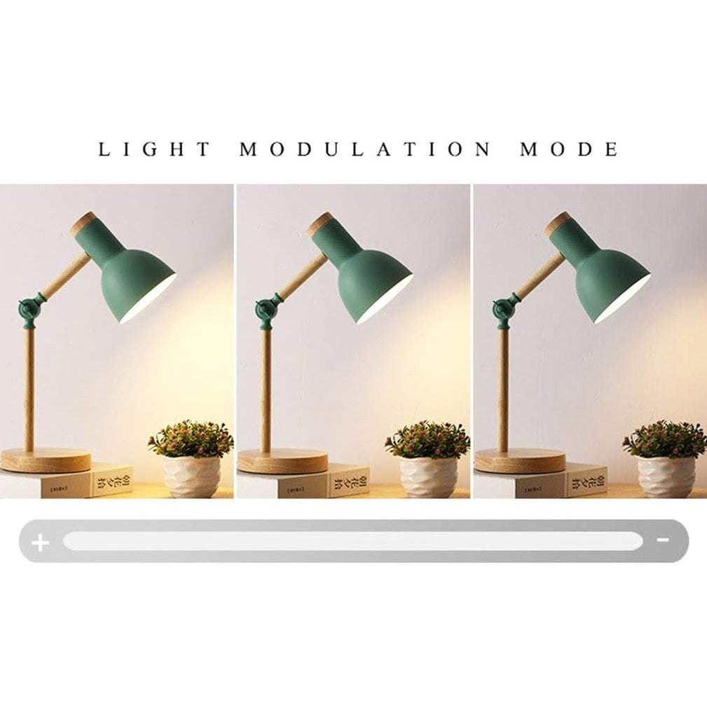 Nordic Wooden Table Lamp with Adjustable Arm – Modern Desk & Bedside Lighting