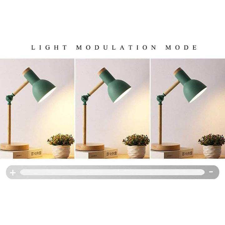 Nordic Wooden Table Lamp with Adjustable Arm – Modern Desk & Bedside Lighting
