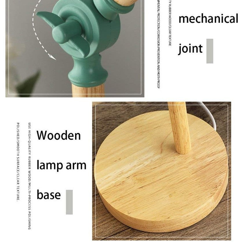 Nordic Wooden Table Lamp with Adjustable Arm – Modern Desk & Bedside Lighting
