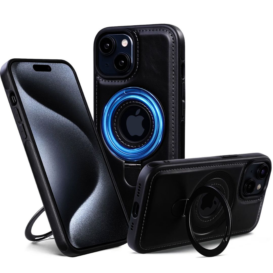 Magnetic Leather Phone Case with Ring Stand - Heston Manor