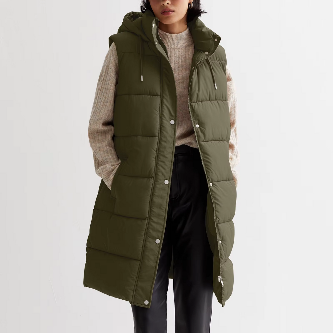 Women’s Long Quilted Hooded Vest