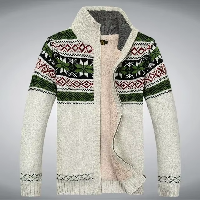 Men’s Fleece-Lined Nordic Zip Sweater - Heston Manor