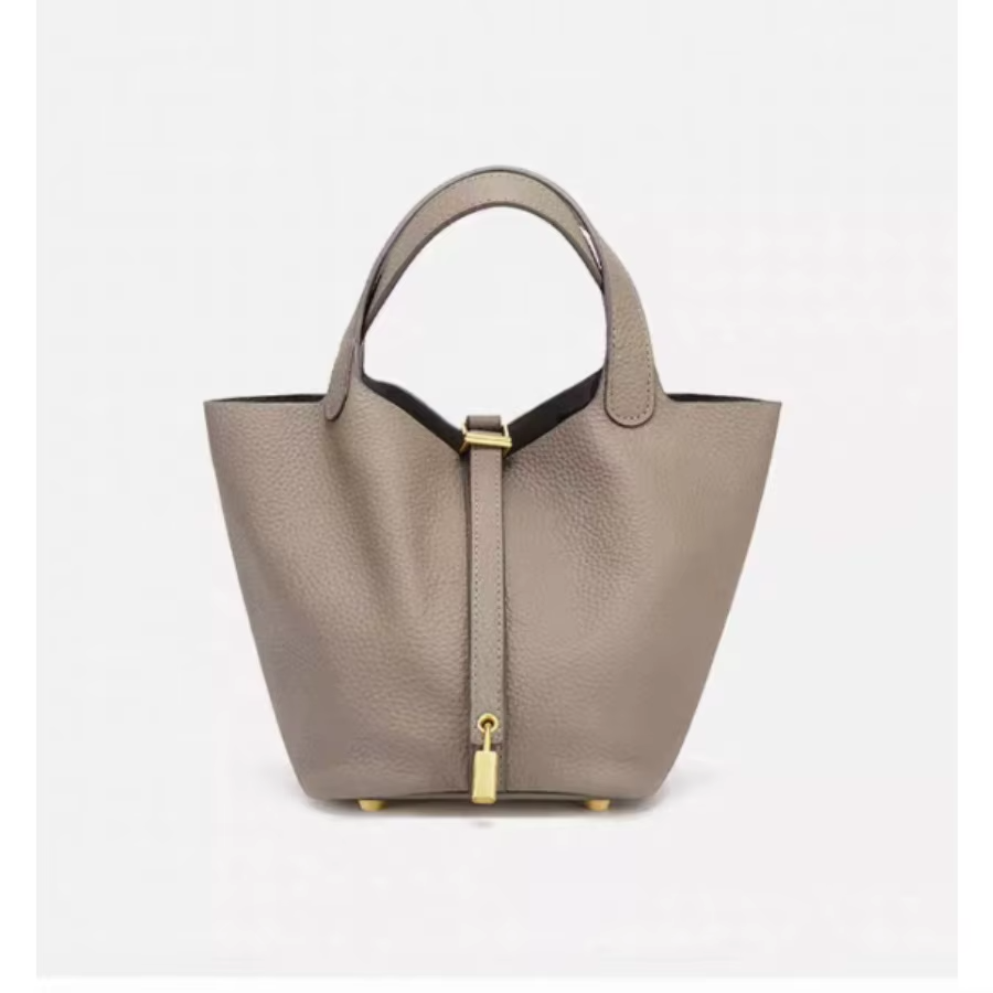 Taupe Faux Leather Handbag - Heston Manor