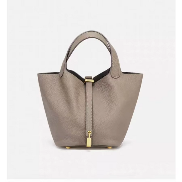 Taupe Faux Leather Handbag - Heston Manor