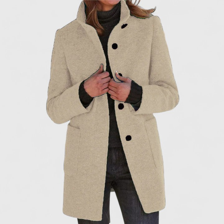 Women’s Grey Wool‑Blend Mid‑Thigh Coat - Heston Manor