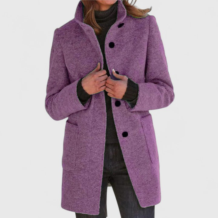 Women’s Grey Wool‑Blend Mid‑Thigh Coat - Heston Manor