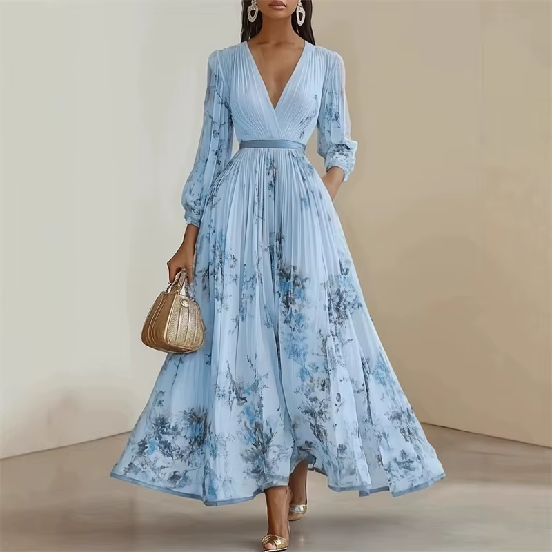 Women's Floral Pleated Maxi Dress - Heston Manor