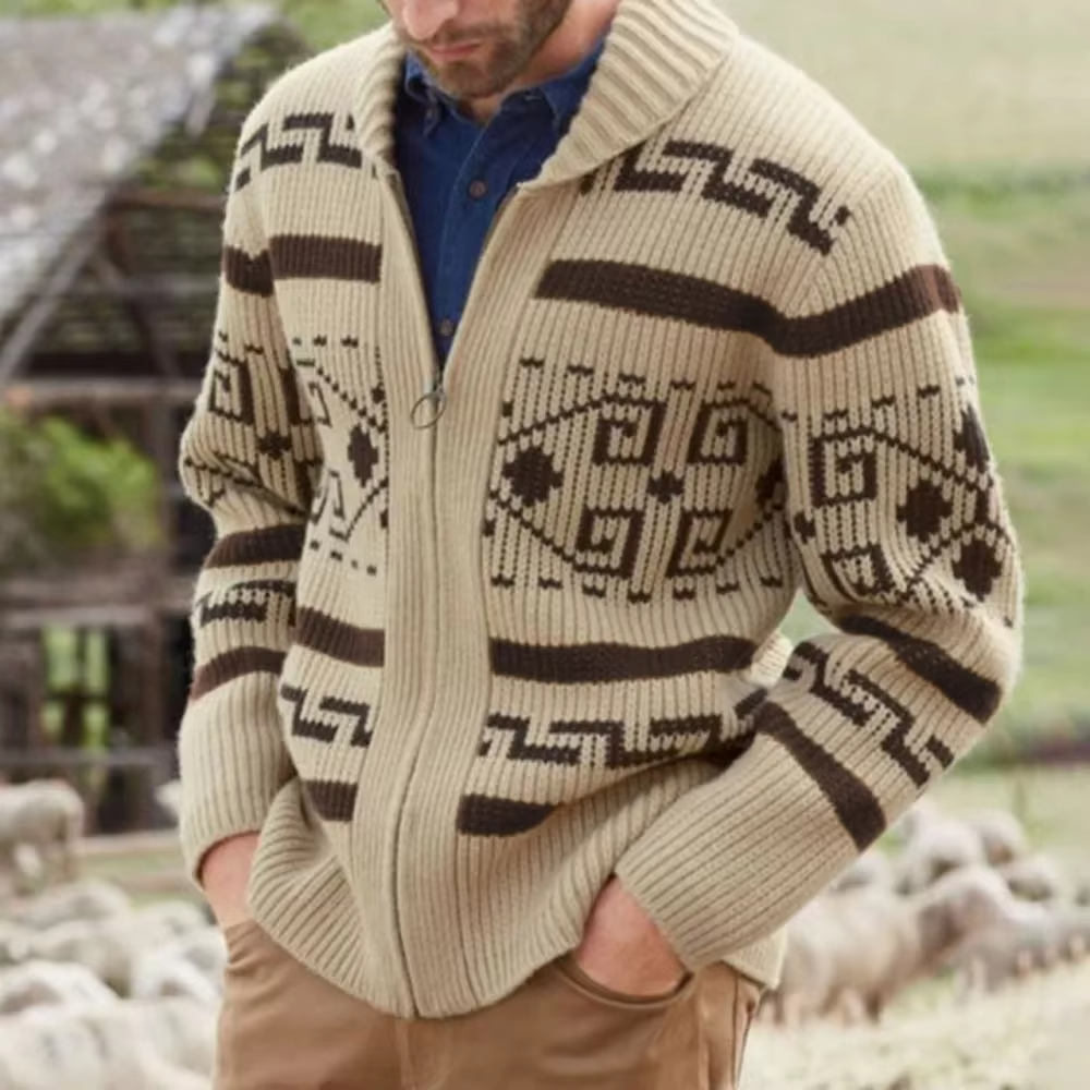 Men’s Southwestern Zip Cardigan - Heston Manor