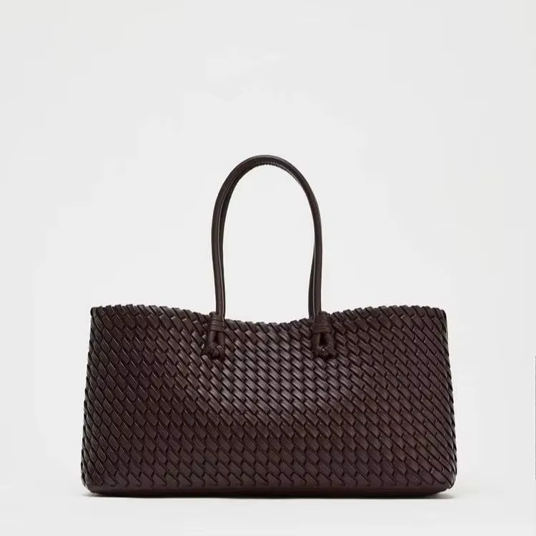 Women’s Dark Brown Woven Leather Handbag