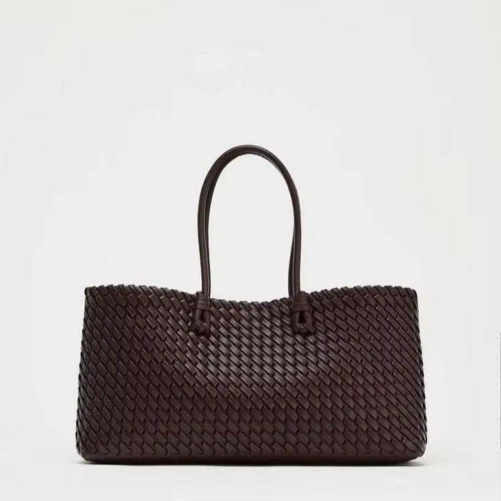 Women’s Dark Brown Woven Leather Handbag