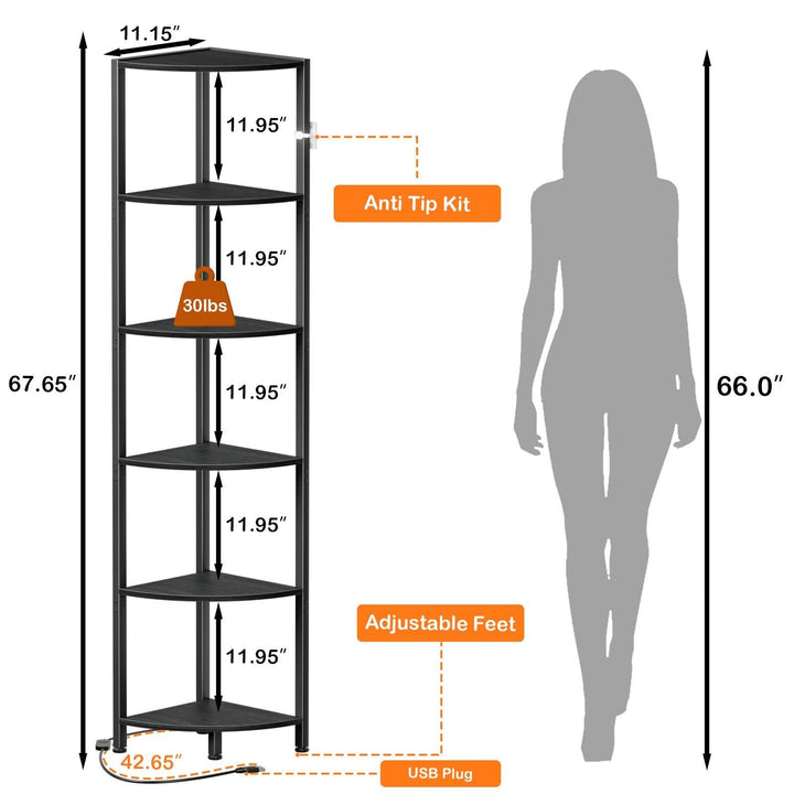 6-Tier Space Saving Bookshelf for Living Room, Bedroom, Office, Bathroom