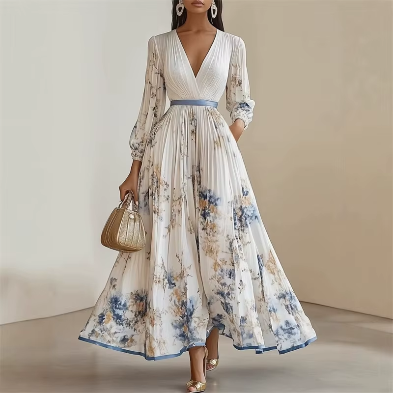 Women's Floral Pleated Maxi Dress - Heston Manor
