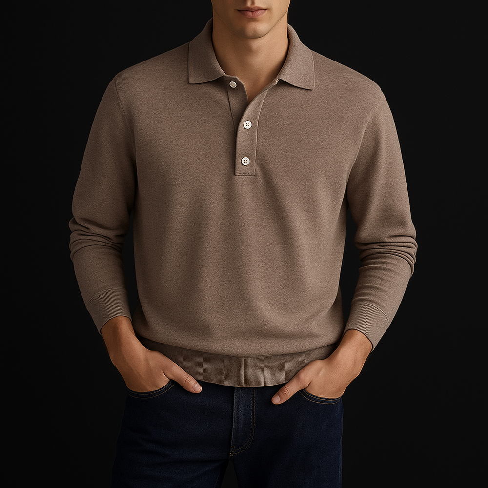 Men's knit polo shirt with button closure - HESTON MANOR