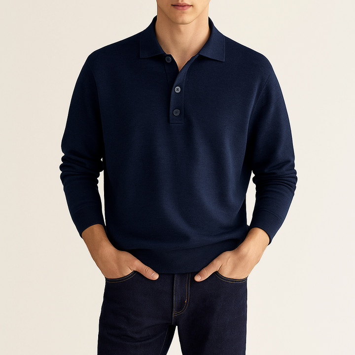 Men's knit polo shirt with button closure - HESTON MANOR