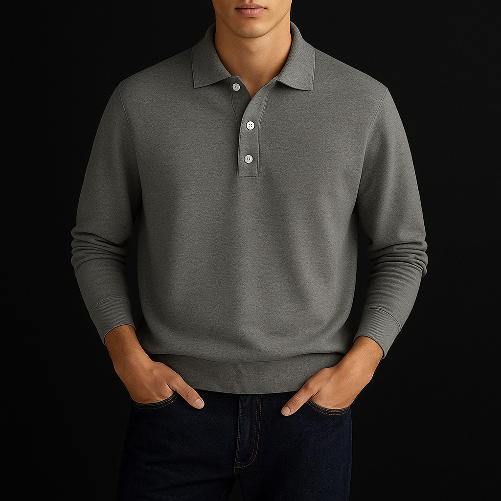 Men's knit polo shirt with button closure - HESTON MANOR