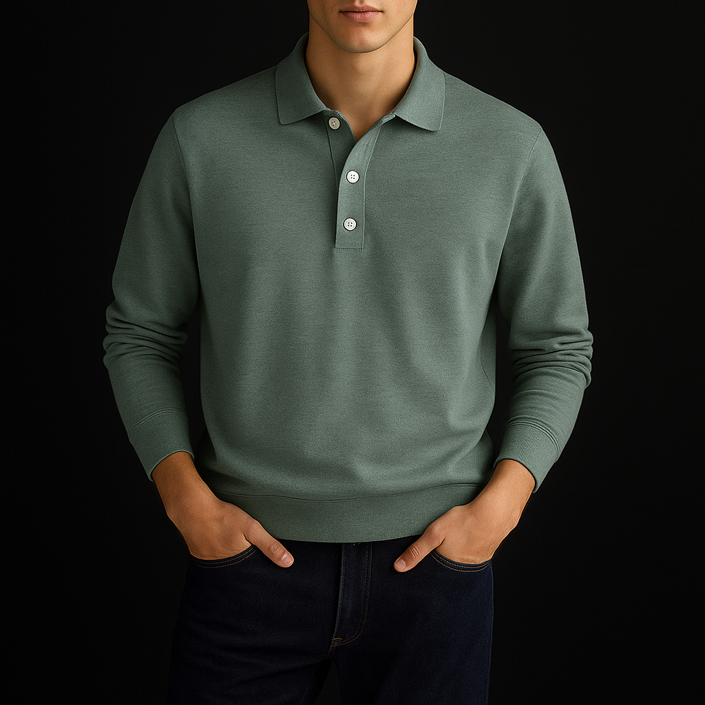 Men's knit polo shirt with button closure - HESTON MANOR