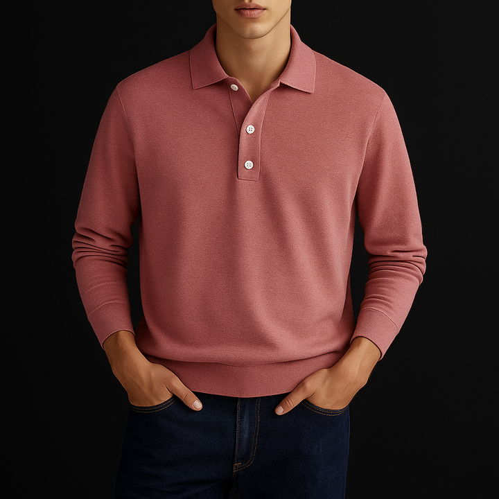 Men's knit polo shirt with button closure - HESTON MANOR