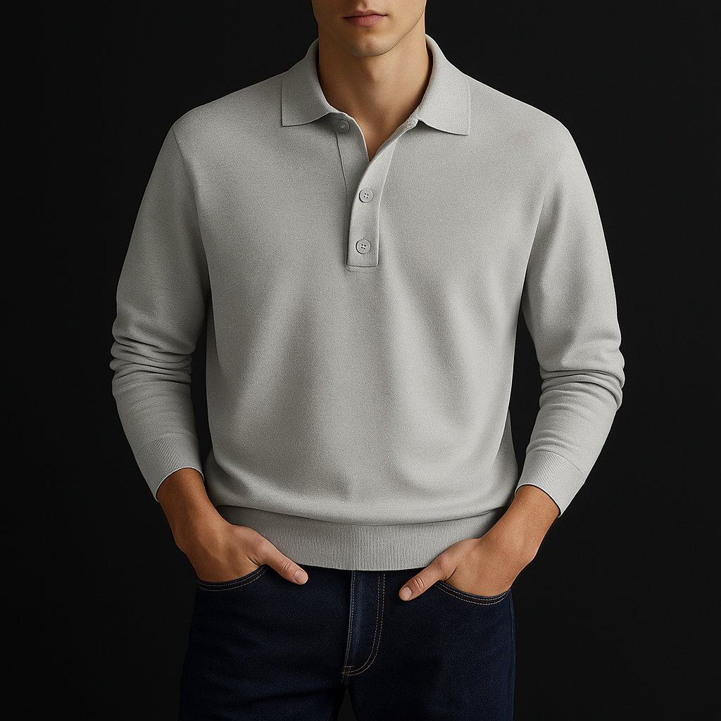 Men's knit polo shirt with button closure - HESTON MANOR