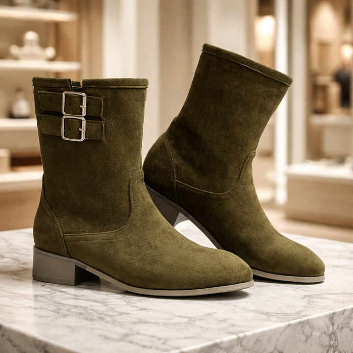 The Double-Buckle Suede Boot