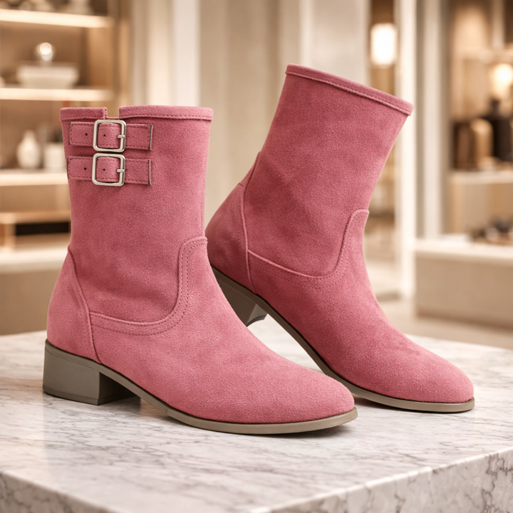 The Double-Buckle Suede Boot