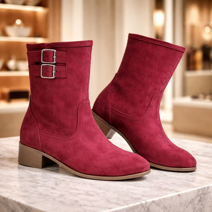 The Double-Buckle Suede Boot