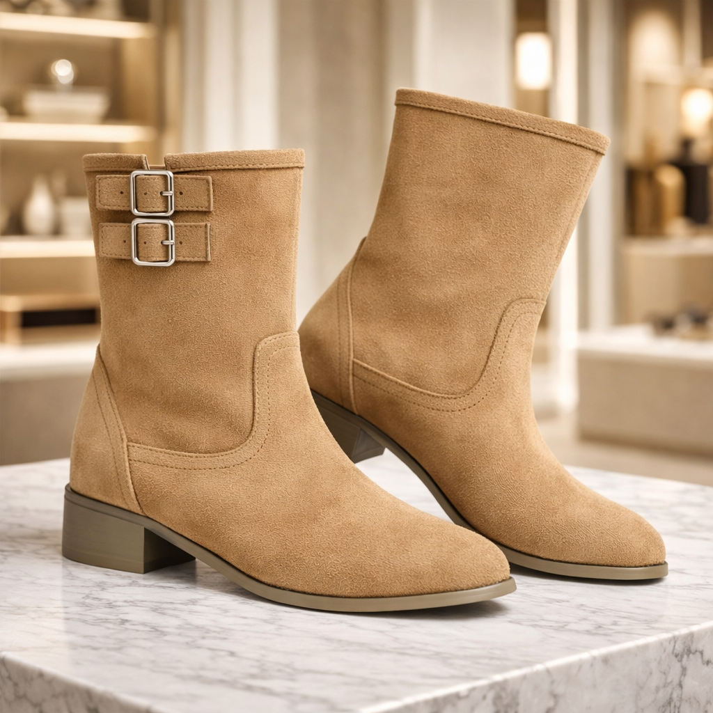 The Double-Buckle Suede Boot