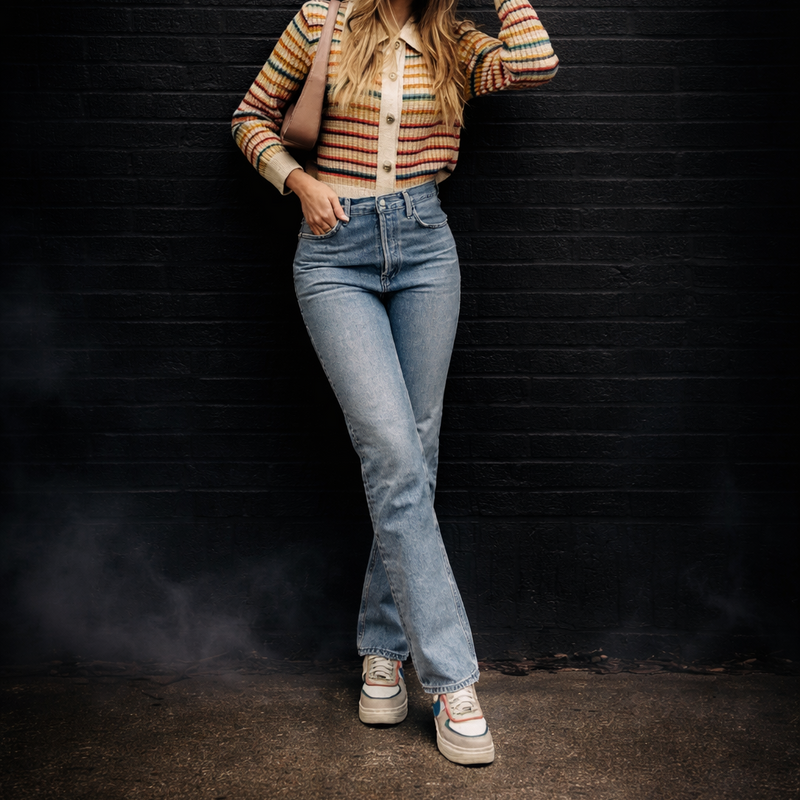 Women’s Light Wash Straight-Leg High-Rise Jeans