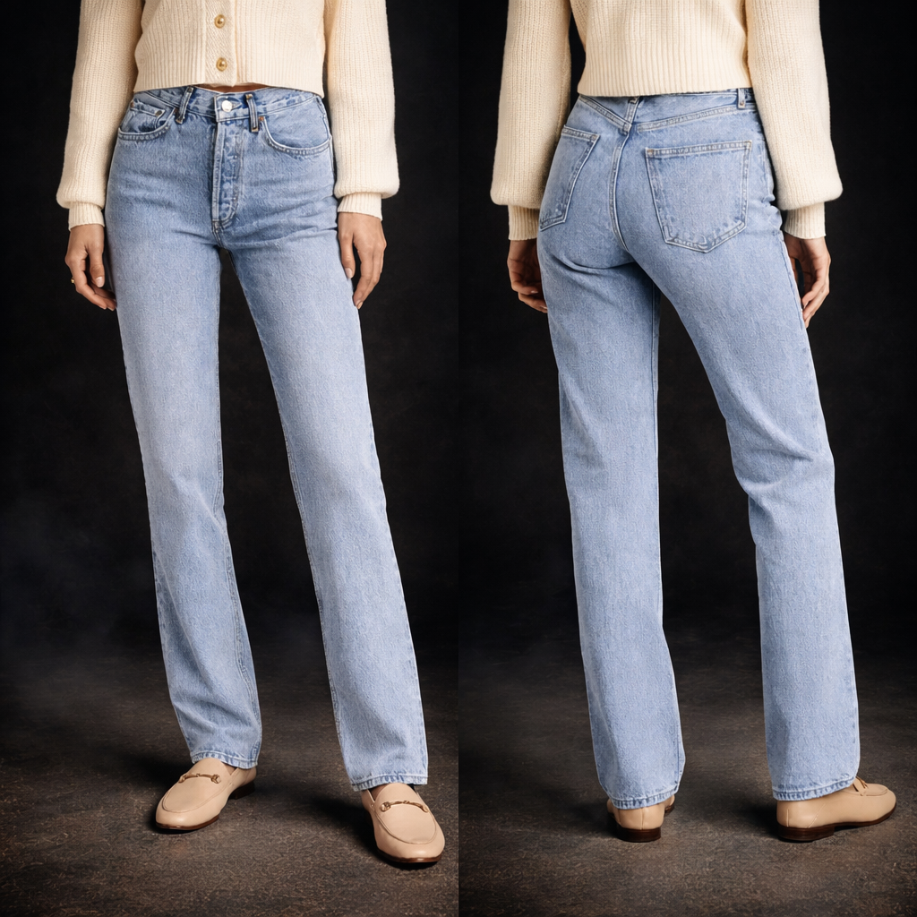 Women’s Light Wash Straight-Leg High-Rise Jeans