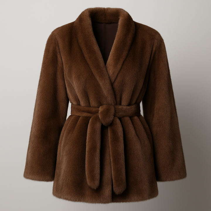 Women’s Brown Faux-Fur Belted Coat