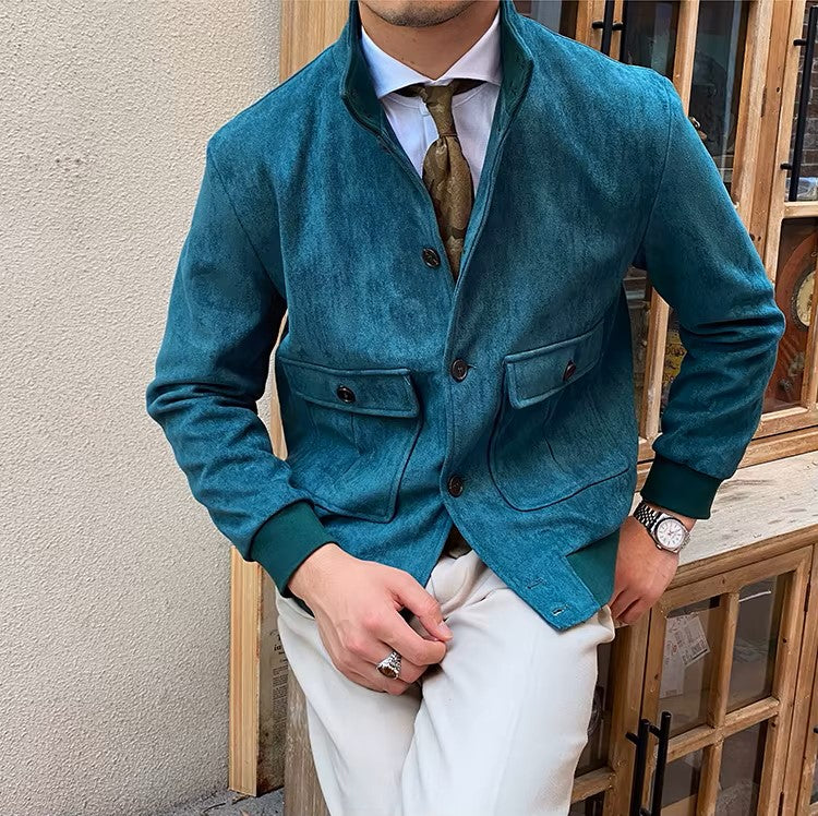 Men's Suede Button-Front Flight Jacket
