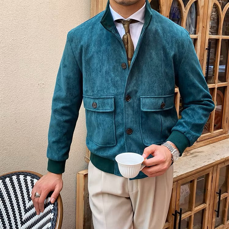 Men's Suede Button-Front Flight Jacket