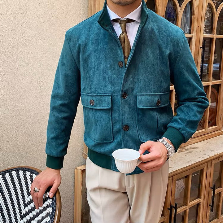 Men's Suede Button-Front Flight Jacket