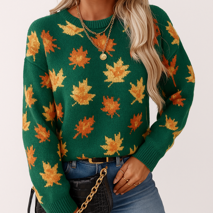 Women's Soft Fall Leaf Pullover Sweater