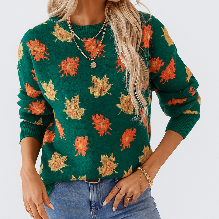 Women's Soft Fall Leaf Pullover Sweater