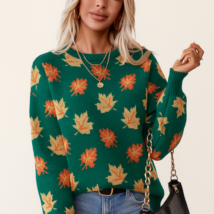 Women's Soft Fall Leaf Pullover Sweater