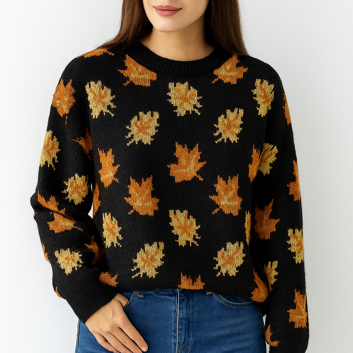 Women's Soft Fall Leaf Pullover Sweater