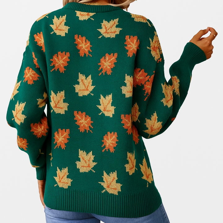 Women's Soft Fall Leaf Pullover Sweater