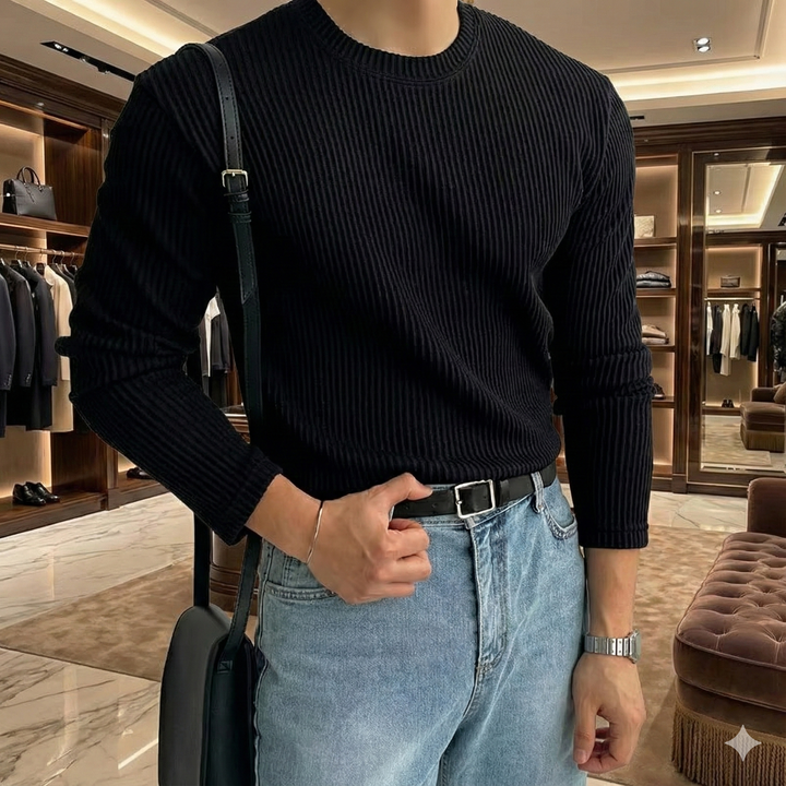 Men’s Ribbed Knit Long Sleeve Sweater