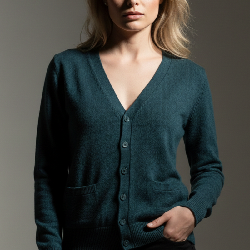 Women’s V-Neck Button Front Cardigan Sweater - Heston Manor