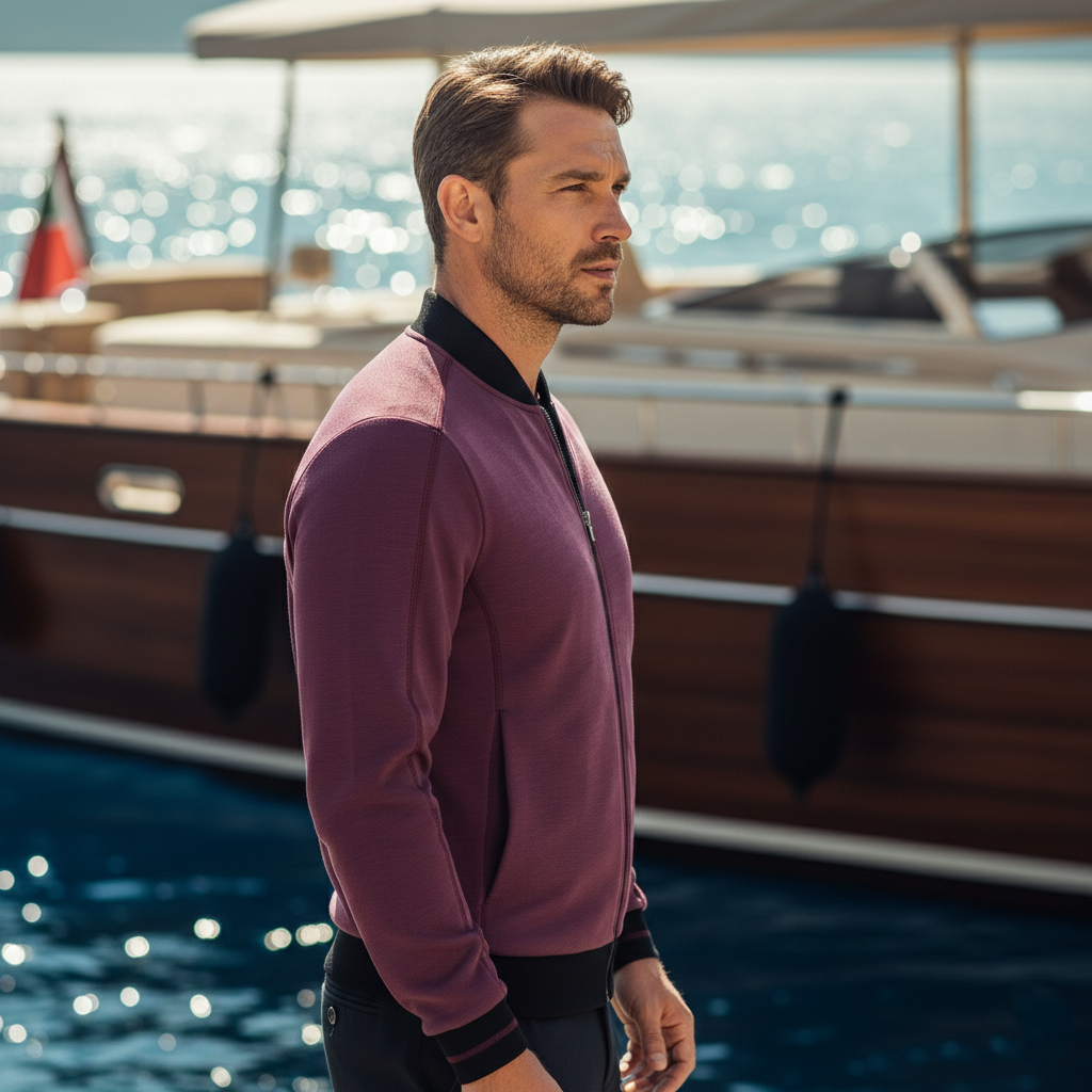 Men’s Textured Full-Zip Bomber Jacket - Heston Manor