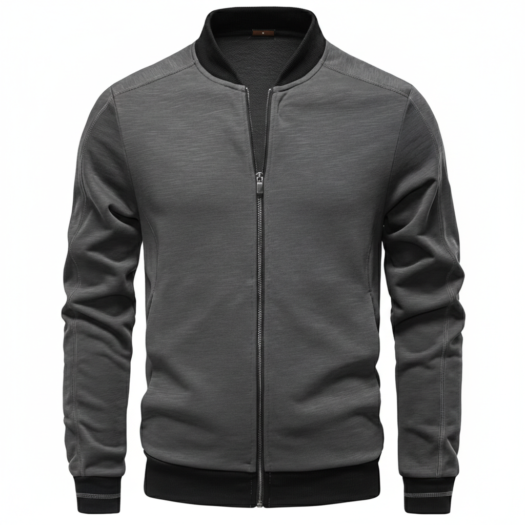 Men’s Textured Full-Zip Bomber Jacket - Heston Manor